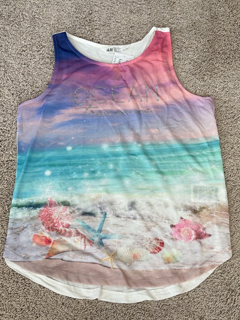H&M Pink Purple Blue Ocean Print Tank Top